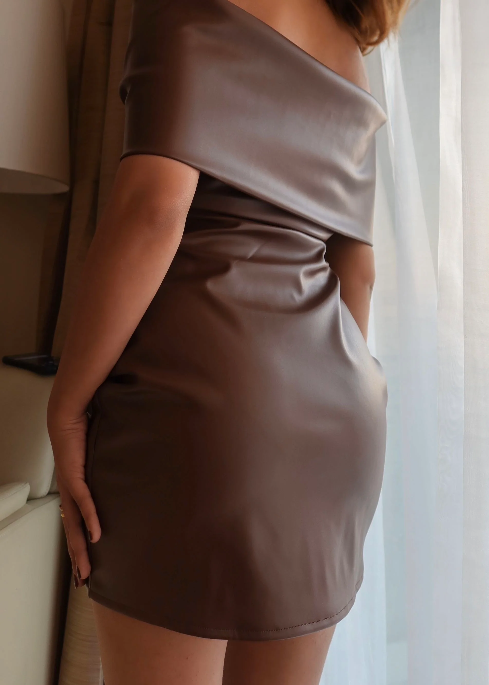 Bow PU Leather Dress - Image 4