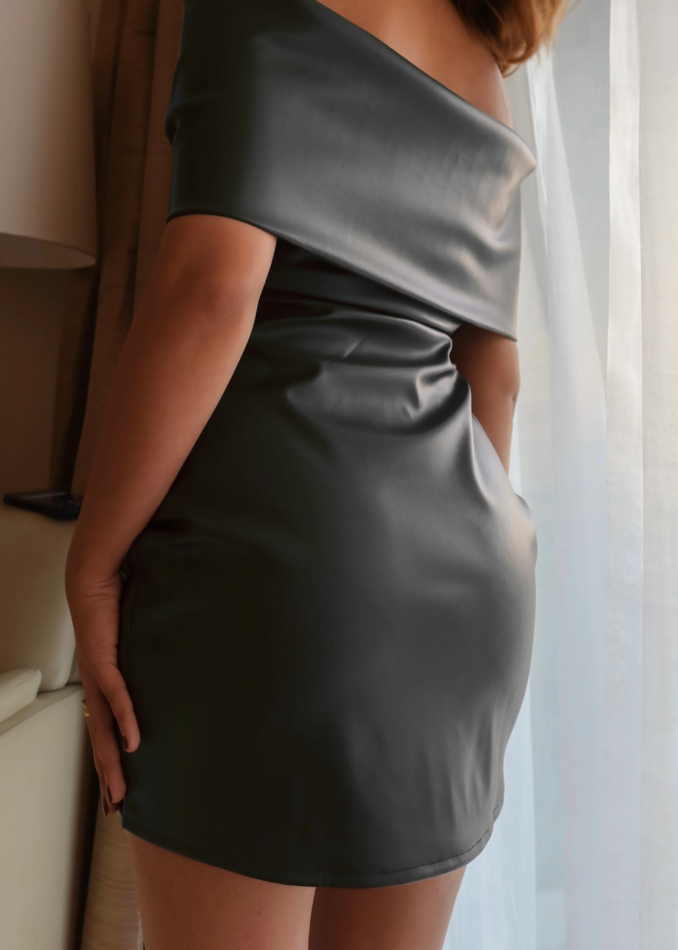 Bow PU Leather Dress - Image 3