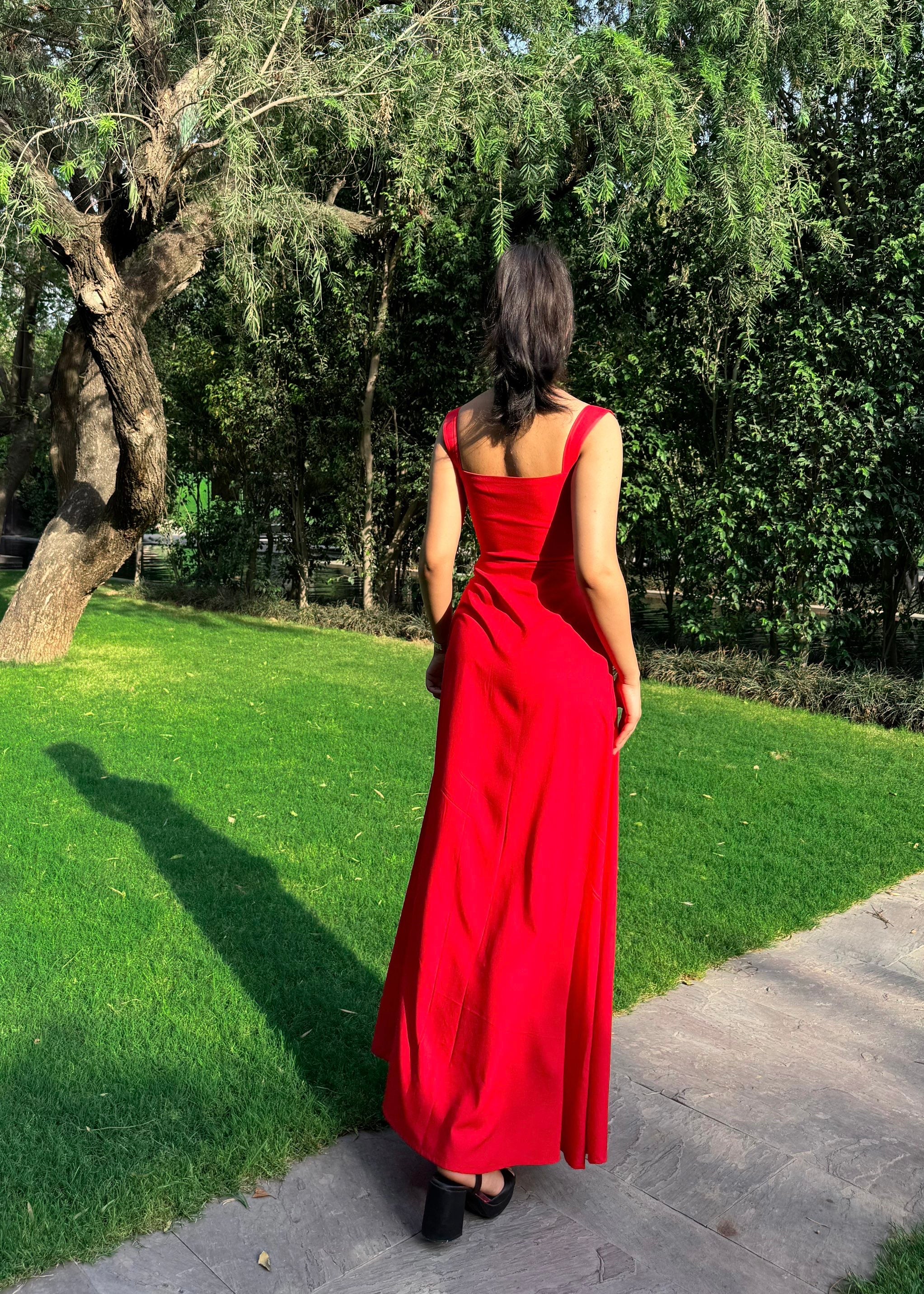Crimson Bustier Dress - Image 4