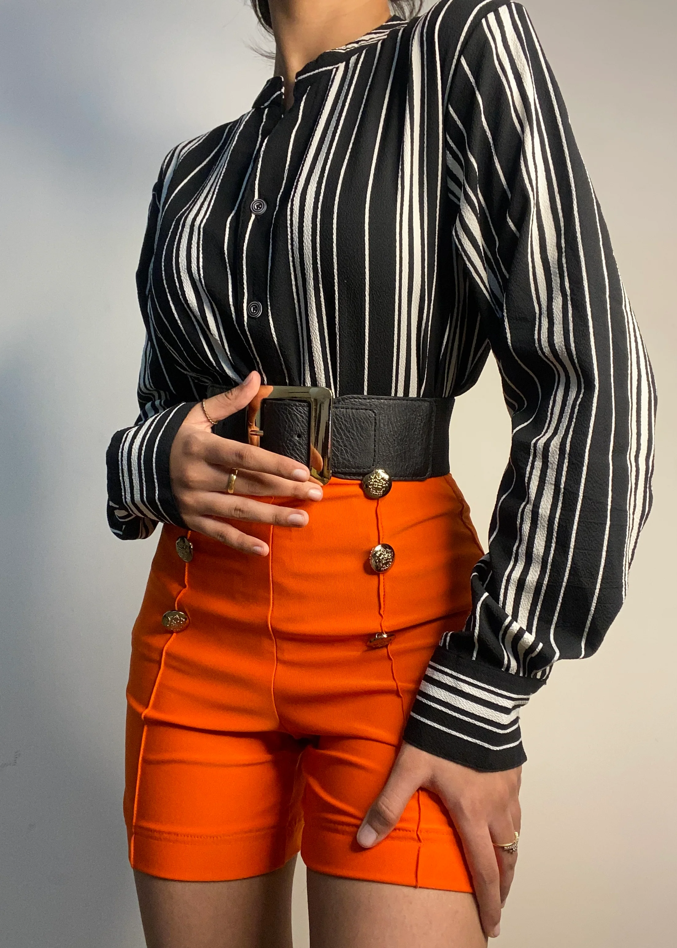 High Waisted Button Shorts - Image 3