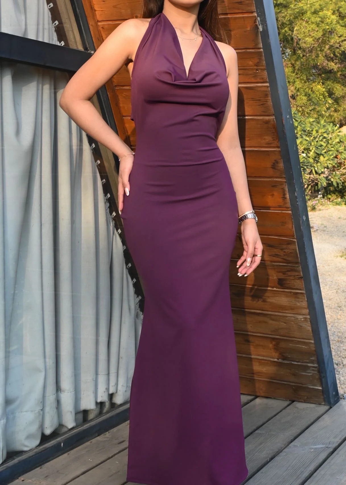 Merlot Cowl Neck Dress - Image 5