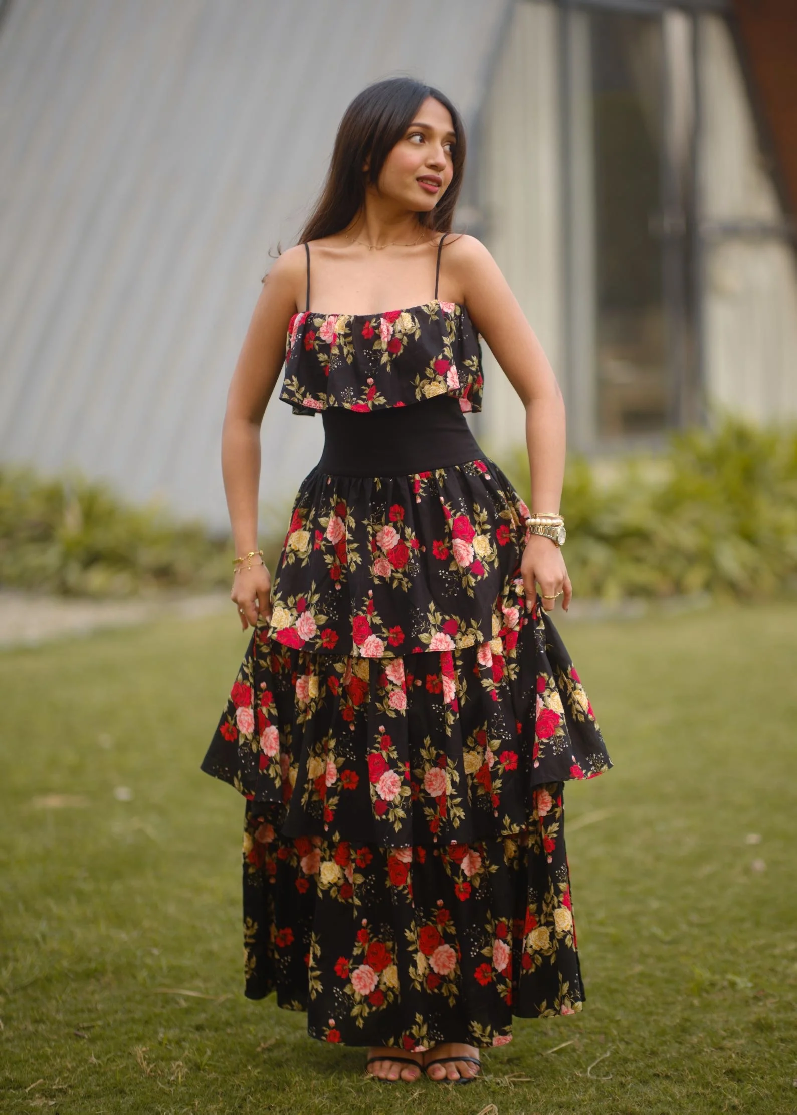 Midnight Rose Ruffle Dress - Image 2