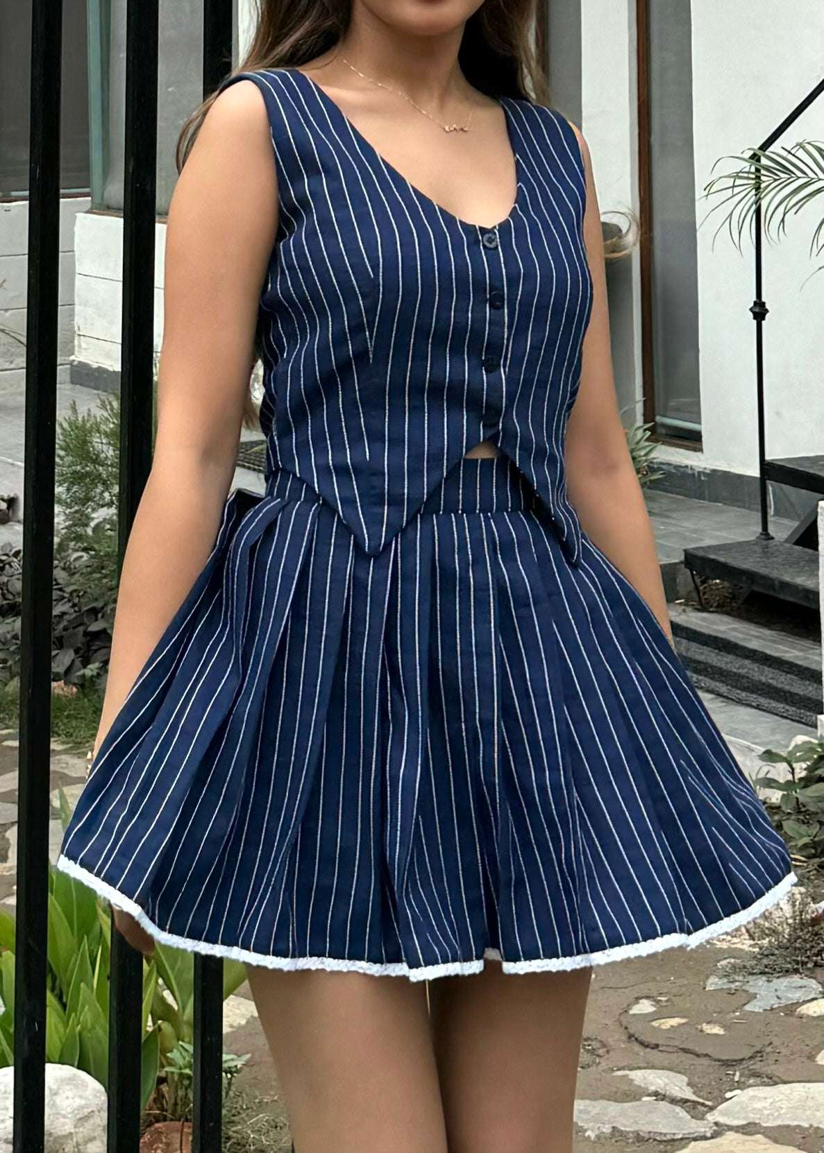 Pinstripe Waistcoat & Skirt Set - Image 3
