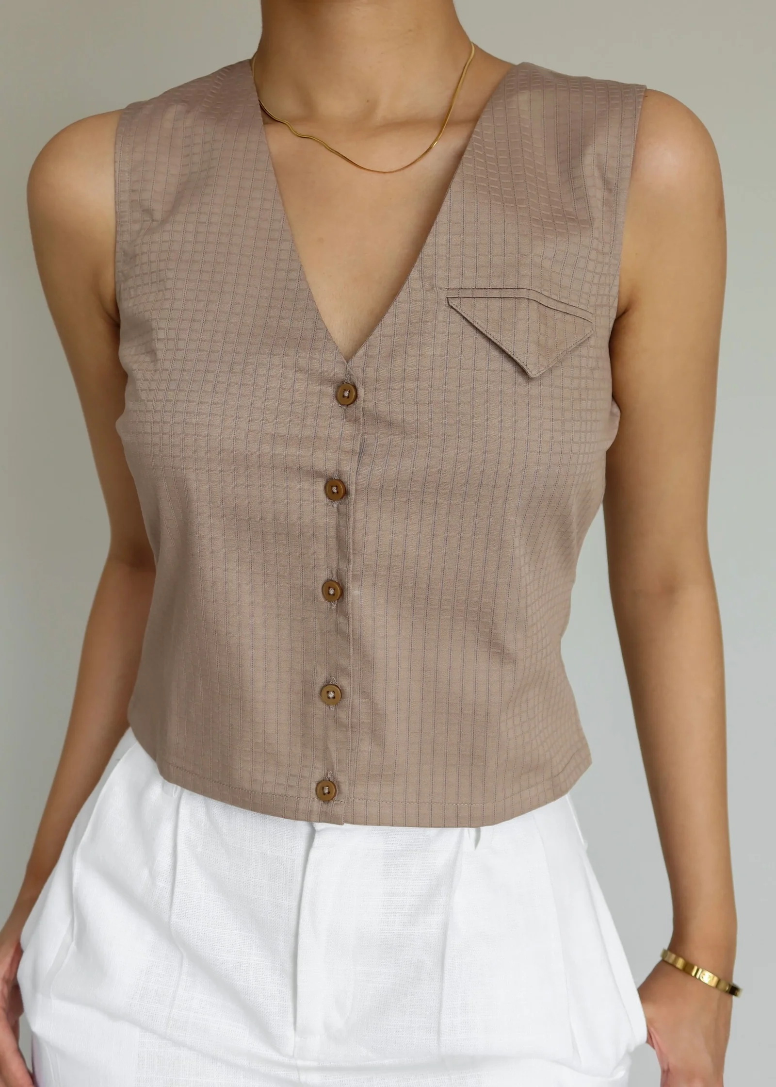 Beige Waistcoat & Skort Set - Image 4